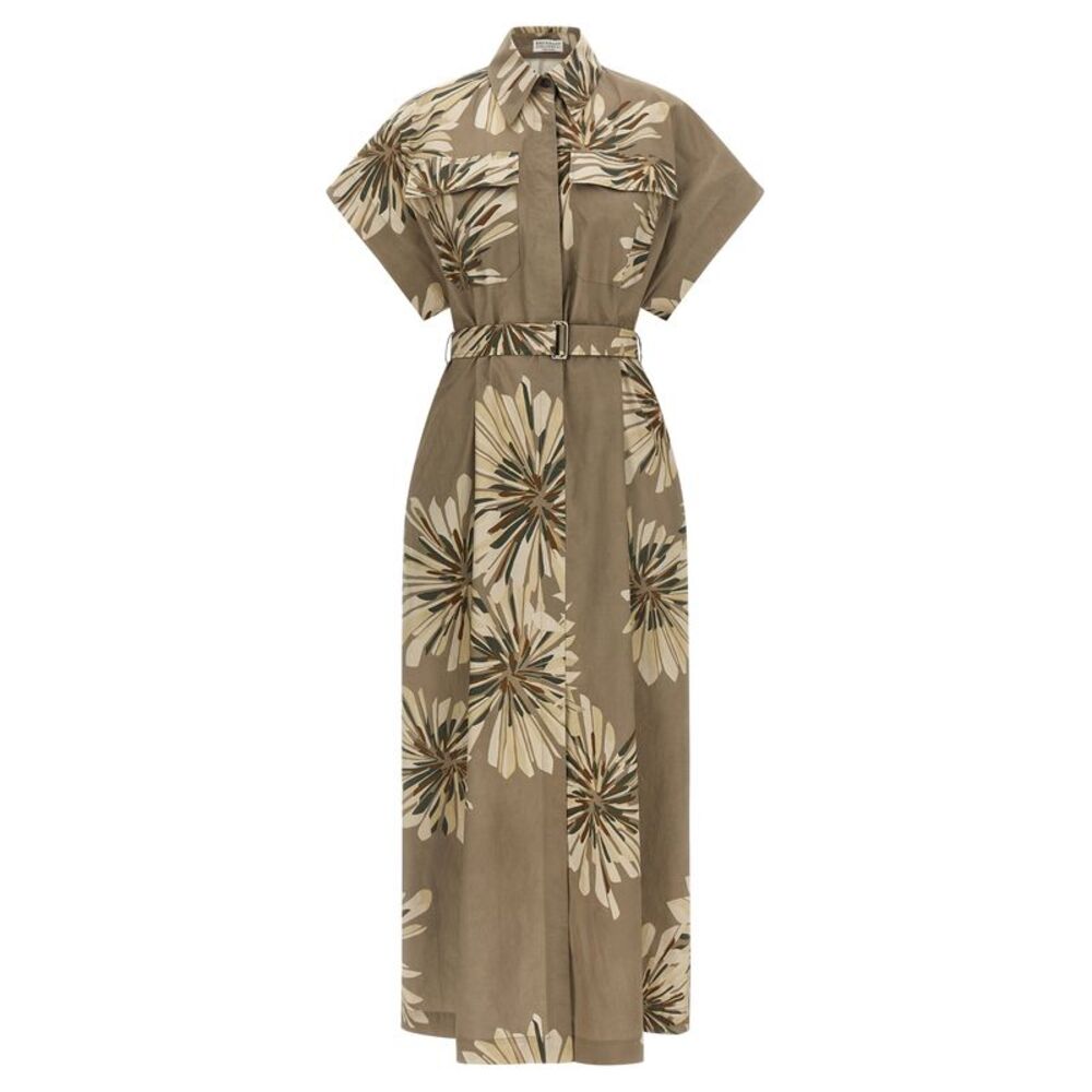 Brunello Cucinelli Bicolor Cotton Long Women's Dress